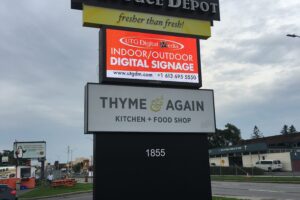 A new LED Sign from UTG Digital Media lights up the pylon of Produce Depot, Carling Ottawa