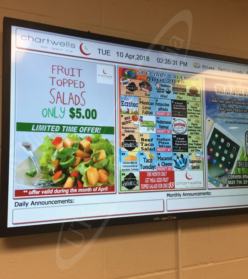 A UTG Wall Mounted LCD Screen at the Compass Group