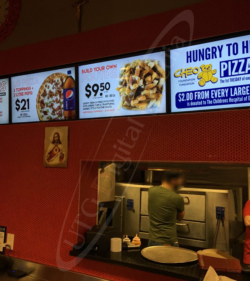 A UTG Wall Mounted LCD Screen at Gabriel's Pizza