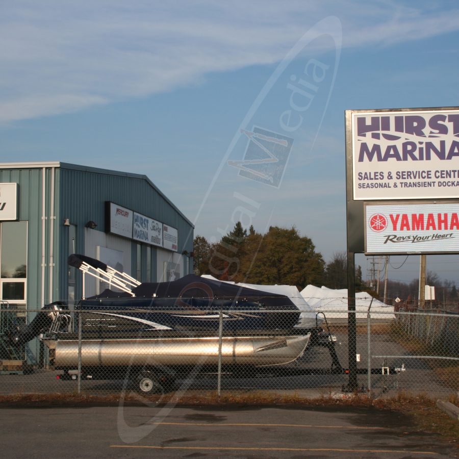 A UTG Outdoor LED Pylon sign at Hurst Marina