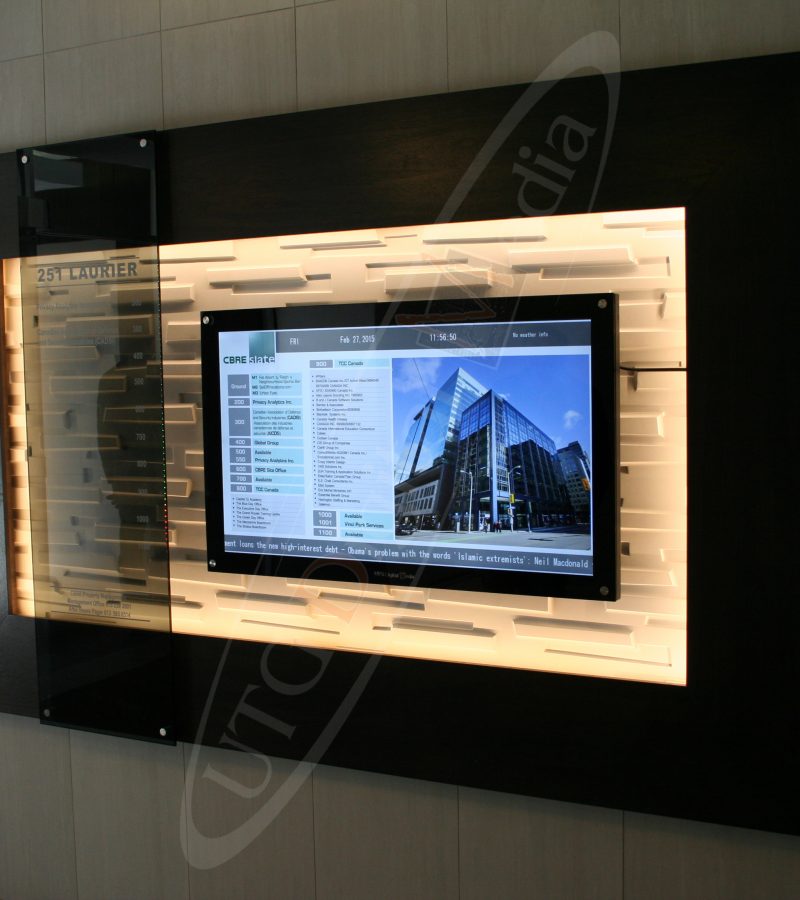 A UTG Wall Mounted LCD Screen at 251 Laurier Street