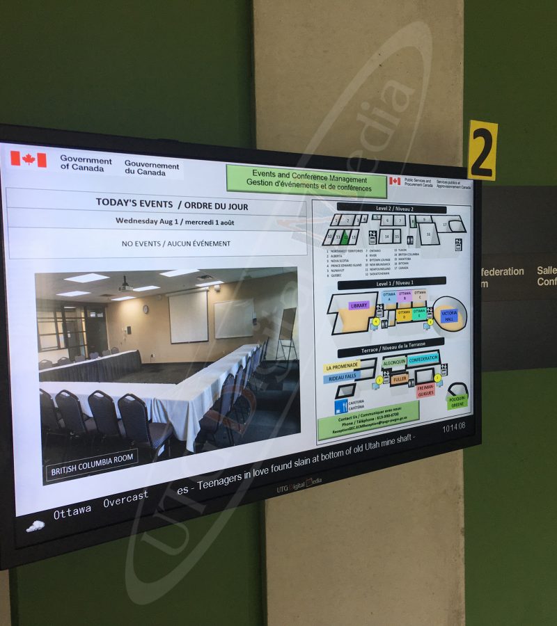 A UTG Wall Mounted LCD Screen at the PWGSC