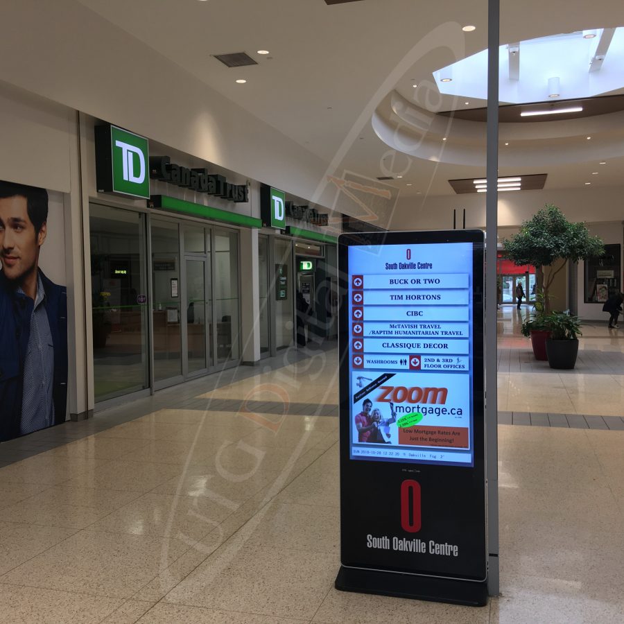 A UTG LCD Standup Screen at the South Oakville Mall
