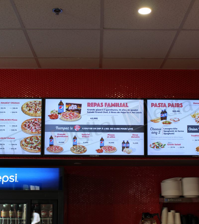 lcd wall mounted screen gabriel pizza